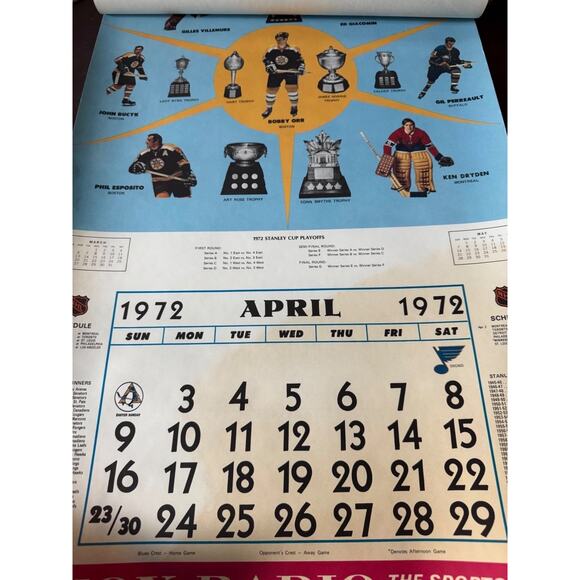 Vintage 1971-72 St. Louis Blues NHL Wall Calendar KMOX Radio Promo Hockey READ - Picture 9 of 13